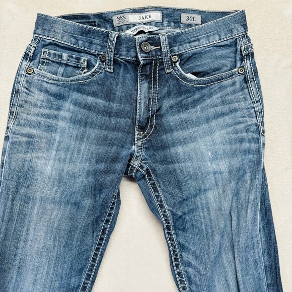 BKE Jeans Men 30L (30x31) Jake Straight Leg Medium Wash Preppy Y2K Stretch Denim - Picture 3 of 15